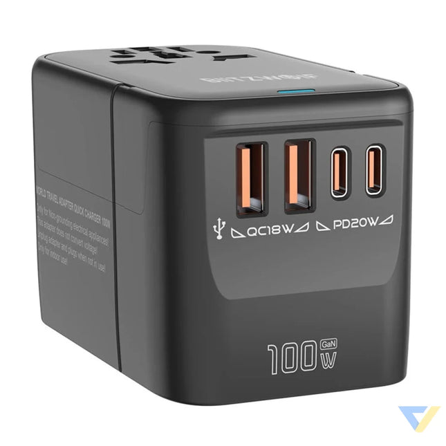 Blitzwolf BW-TA2 5-in-1 Travel Adapter 2xUSB PD + 2xC QC + C GaN 100W Adapters connectors and converters