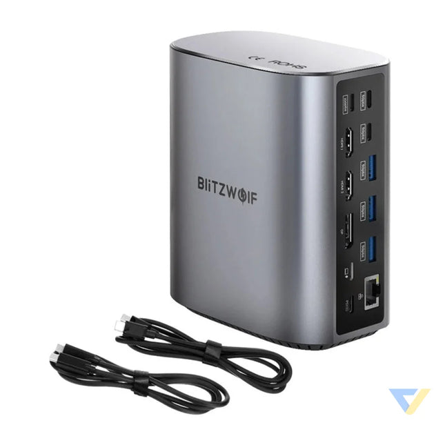 Blitzwolf BW TH15 17in1 Docking Station 2xHD + DP + 4xC + 3xUSB 3.0 + USB 3.1 + C 3.2 + C PD + RJ45 + micro SD + SD