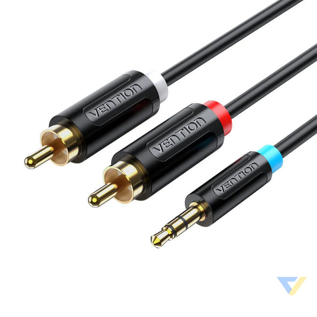 Cable Audio Adapter 3.5mm Male to 2x Male RCA Vention BCLBK 8m Black Audio cables