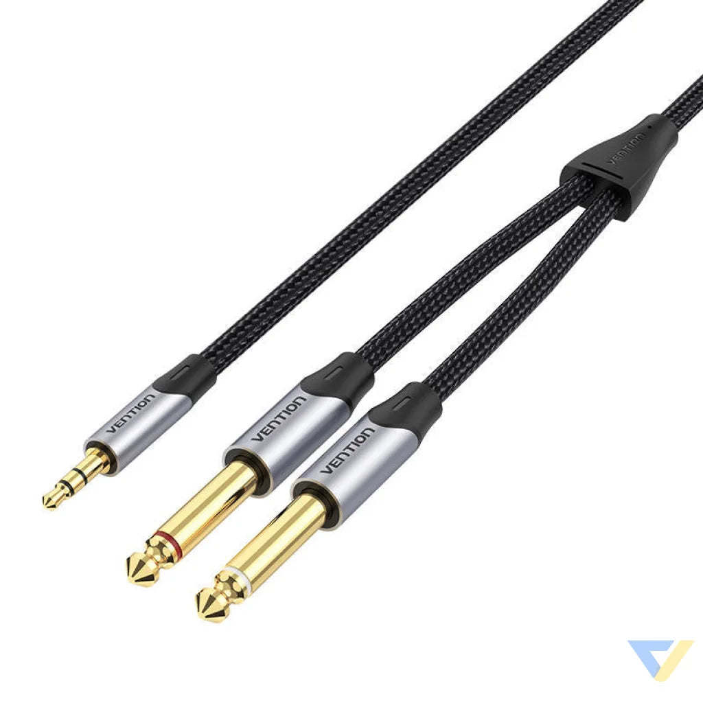 Cable audio mini jack 3.5mm to 2x 6.5mm Vention BARHG 1.5m (grey) Audio cables