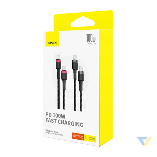 Cable Baseus Cafule USB C to USB C 100W,1m 2psc (Red Black Grey Black) USB C to USB C