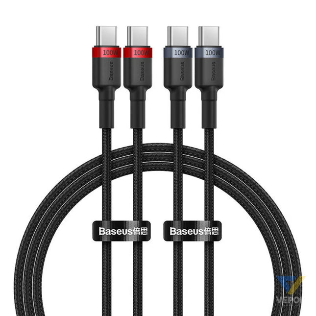 Cable Baseus Cafule USB C to USB C 100W,1m 2psc (Red Black Grey Black) USB C to USB C