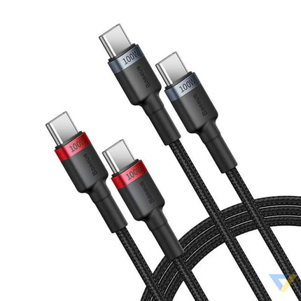 Cable Baseus Cafule USB C to USB C 100W,1m 2psc (Red Black Grey Black) USB C to USB C