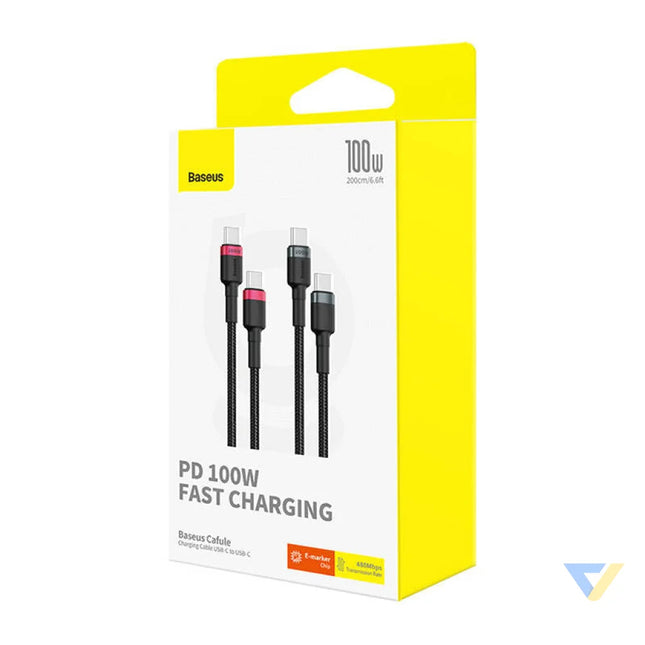 Cable Baseus Cafule USB C to USB C 100W,2m 2psc (Red Black Grey Black) USB C to USB C