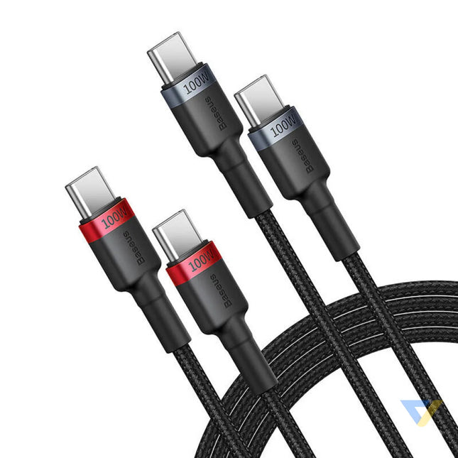 Cable Baseus Cafule USB C to USB C 100W,2m 2psc (Red Black Grey Black) USB C to USB C