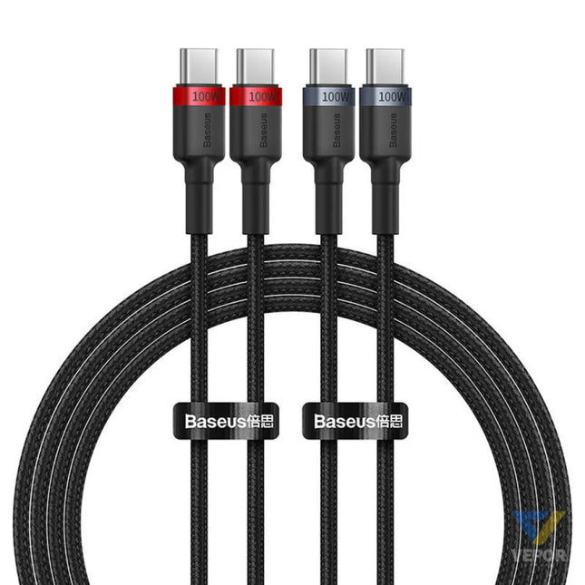 Cable Baseus Cafule USB C to USB C 100W,2m 2psc (Red Black Grey Black) USB C to USB C