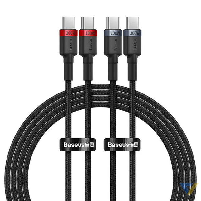 Cable Baseus Cafule USB C to USB C 100W,2m 2psc (Red Black Grey Black) USB C to USB C