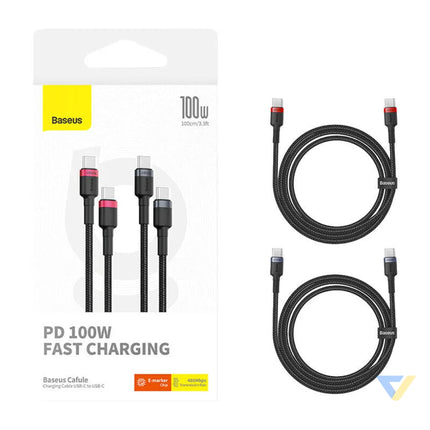 Cable Baseus Cafule USB C to USB C 100W,2m 2psc (Red Black Grey Black) USB C to USB C