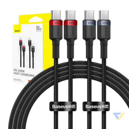 Cable Baseus Cafule USB C to USB C 100W,2m 2psc (Red Black Grey Black) USB C to USB C