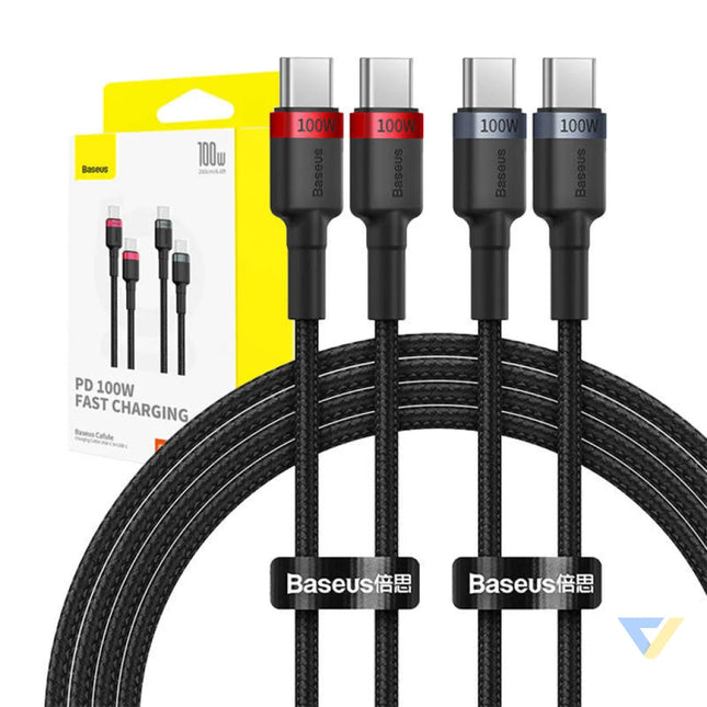 Cable Baseus Cafule USB C to USB C 100W,2m 2psc (Red Black Grey Black) USB C to USB C