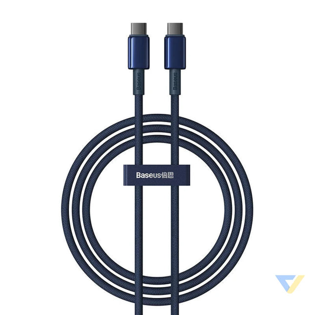 Cable USB C do USB C Baseus Tungsten Gold 100W 1m (niebieski) USB C to USB C