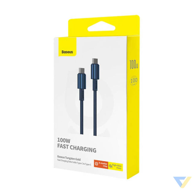 Cable USB C do USB C Baseus Tungsten Gold 100W 1m (niebieski) USB C to USB C
