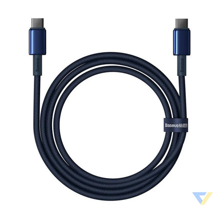 Cable USB C do USB C Baseus Tungsten Gold 100W 1m (niebieski) USB C to USB C