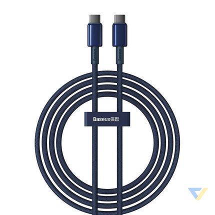 Cable USB C do USB C Baseus Tungsten Gold 100W 2m (niebieski) USB C to USB C