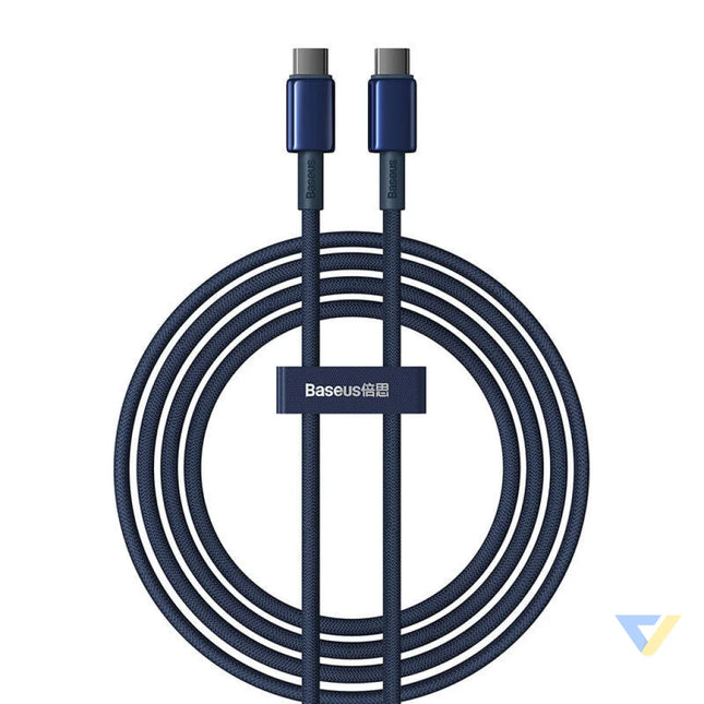 Cable USB C do USB C Baseus Tungsten Gold 100W 2m (niebieski) USB C to USB C