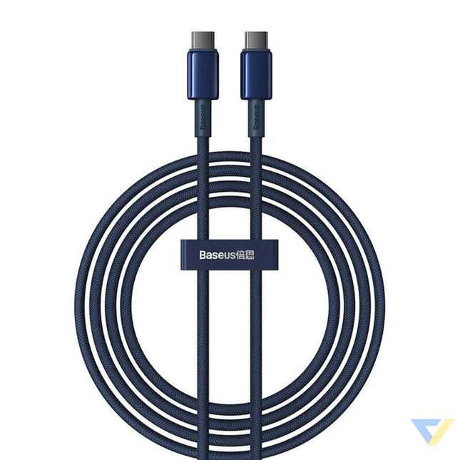 Cable USB C do USB C Baseus Tungsten Gold 100W 2m (niebieski) USB C to USB C