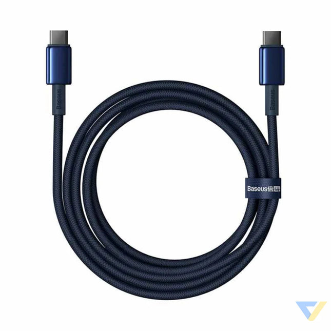 Cable USB C do USB C Baseus Tungsten Gold 100W 2m (niebieski) USB C to USB C
