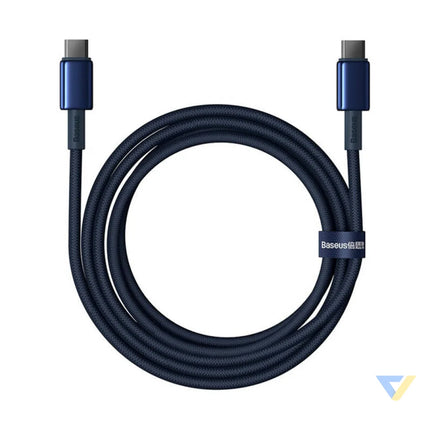 Cable USB C do USB C Baseus Tungsten Gold 100W 2m (niebieski) USB C to USB C