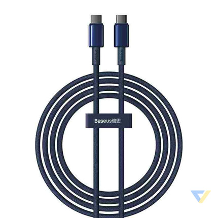 Cable USB C do USB C Baseus Tungsten Gold 100W 2m (niebieski) USB C to USB C