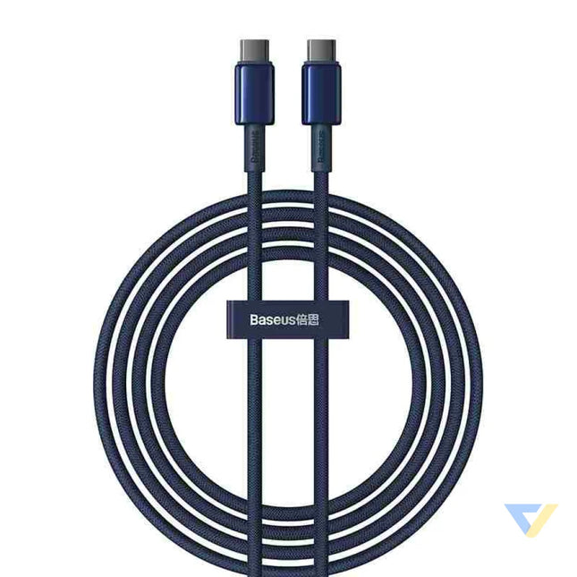 Cable USB C do USB C Baseus Tungsten Gold 100W 2m (niebieski) USB C to USB C