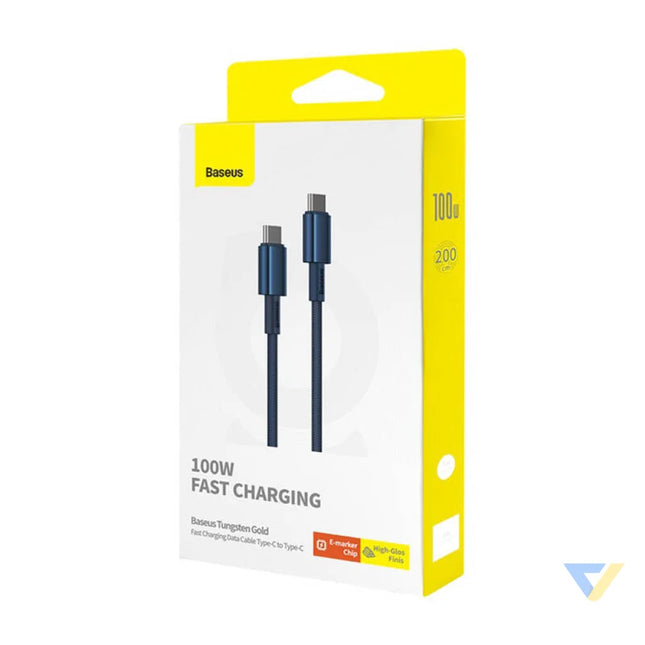 Cable USB C do USB C Baseus Tungsten Gold 100W 2m (niebieski) USB C to USB C
