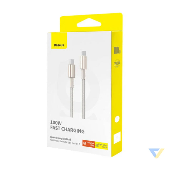 Cable USB C do USB C Baseus Tungsten Gold 100W 2m (złoty) USB C to USB C