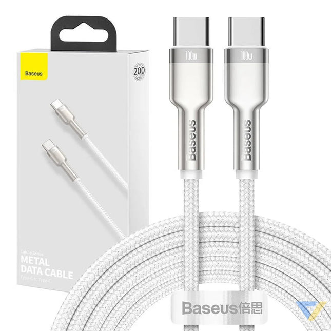 Cable USB C to USB C Baseus Cafule 100W 2m (white) USB C to USB C