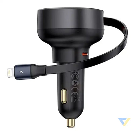 Car Charger Baseus Enjoyment Pro with lightning cable + USB C 55W (black) Car chargers