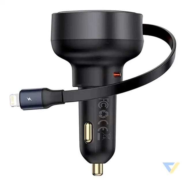 Car Charger Baseus Enjoyment Pro with lightning cable + USB C 55W (black) Car chargers