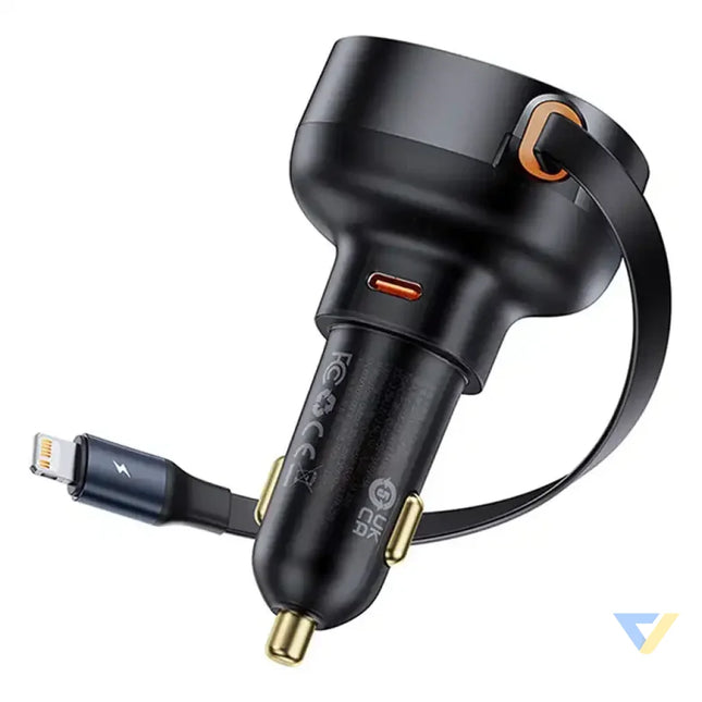 Car Charger Baseus Enjoyment Pro with lightning cable + USB C 55W (black) Car chargers