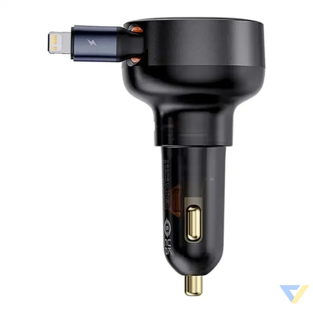 Car Charger Baseus Enjoyment Pro with lightning cable + USB C 55W (black) Car chargers