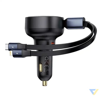 Car Charger Baseus Enjoyment USB C with USB C cable and Lightning 60W (black) Car chargers