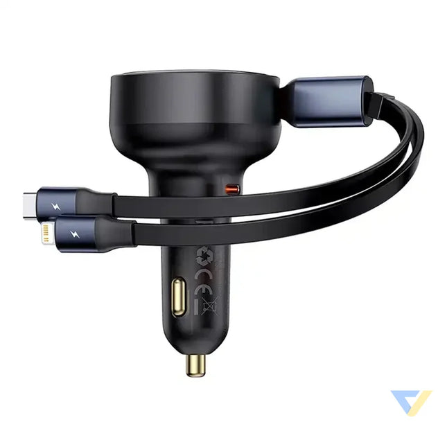 Car Charger Baseus Enjoyment USB C with USB C cable and Lightning 60W (black) Car chargers