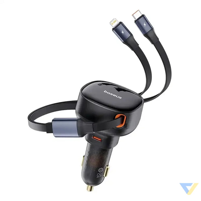 Car Charger Baseus Enjoyment USB C with USB C cable and Lightning 60W (black) Car chargers