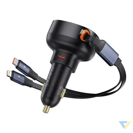 Car Charger Baseus Enjoyment USB C with USB C cable and Lightning 60W (black) Car chargers