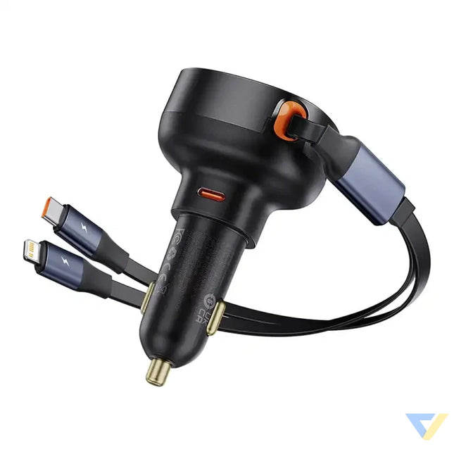Car Charger Baseus Enjoyment USB C with USB C cable and Lightning 60W (black) Car chargers