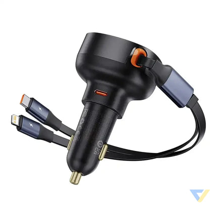 Car Charger Baseus Enjoyment USB C with USB C cable and Lightning 60W (black) Car chargers
