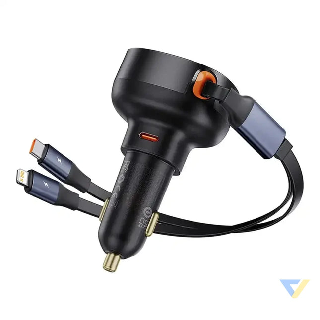 Car Charger Baseus Enjoyment USB C with USB C cable and Lightning 60W (black) Car chargers