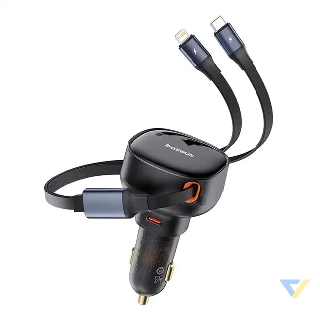 Car Charger Baseus Enjoyment USB C with USB C cable and Lightning 60W (black) Car chargers