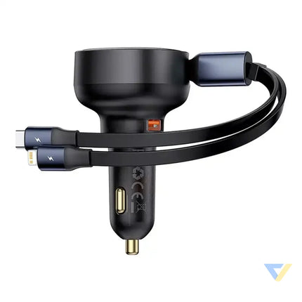 Car Charger Baseus Enjoyment USB with USB C cable and Lightning 60W (black) Car chargers