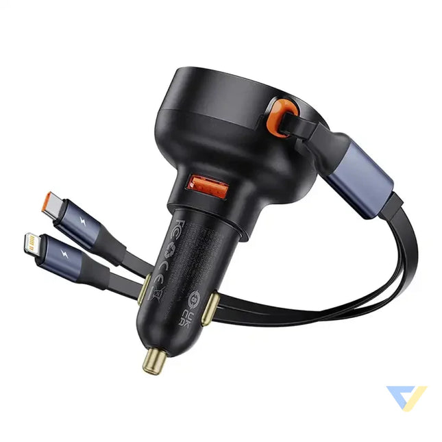 Car Charger Baseus Enjoyment USB with USB C cable and Lightning 60W (black) Car chargers