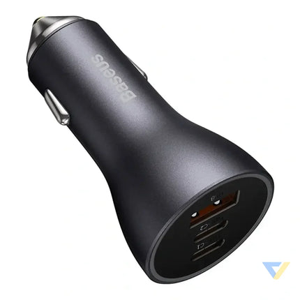 Car charger Baseus Golden Contactor Pro 2x USB C 1x USB 65W (grey) Car chargers