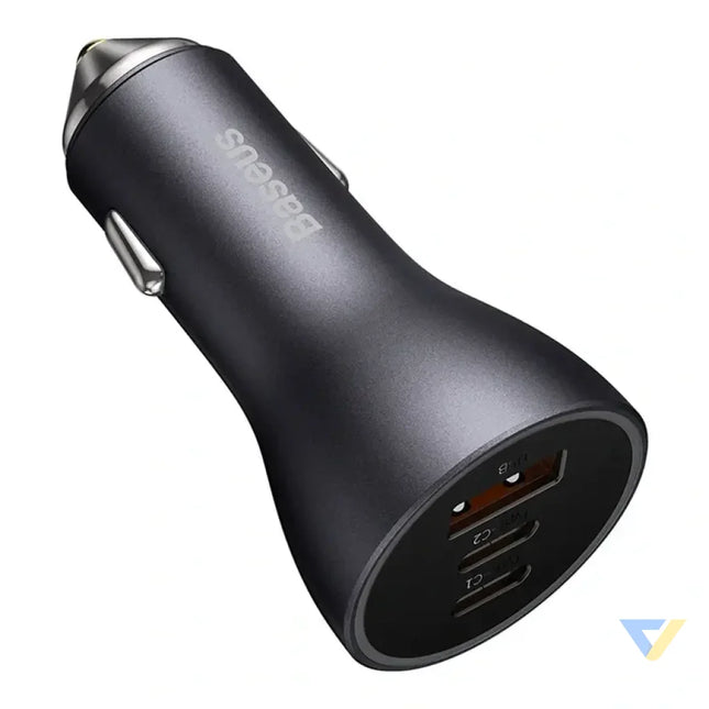 Car charger Baseus Golden Contactor Pro 2x USB C 1x USB 65W (grey) Car chargers