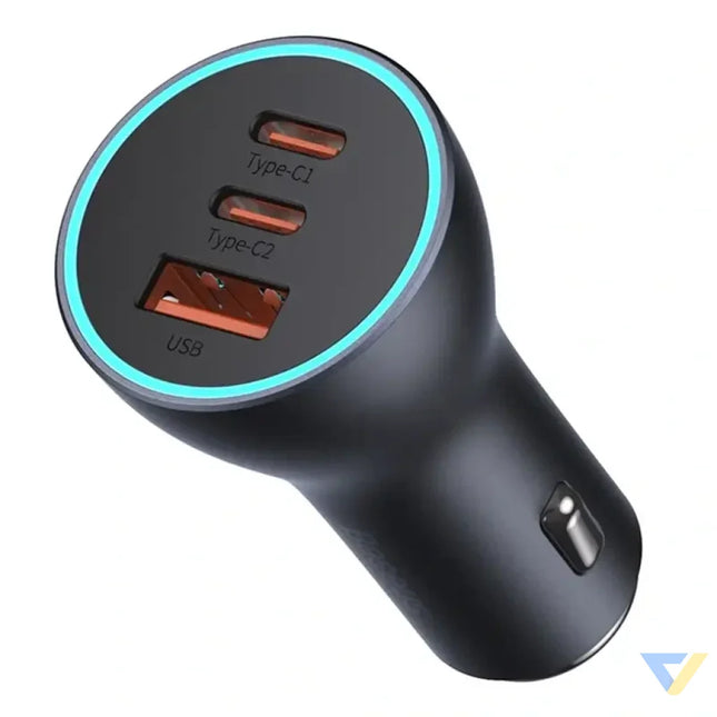 Car charger Baseus Golden Contactor Pro 2x USB C 1x USB 65W (grey) Car chargers