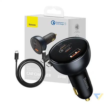 Car Charger Baseus Qualcomm USB 2x USB C 160W (Grey) Car chargers