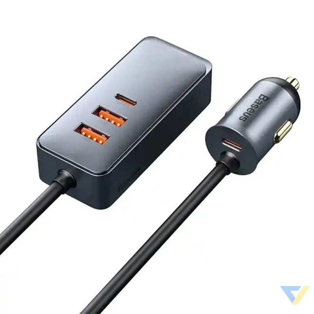 Car charger Baseus Share Together with extension cord 2x USB 2x USB C 120W (grey) Car chargers