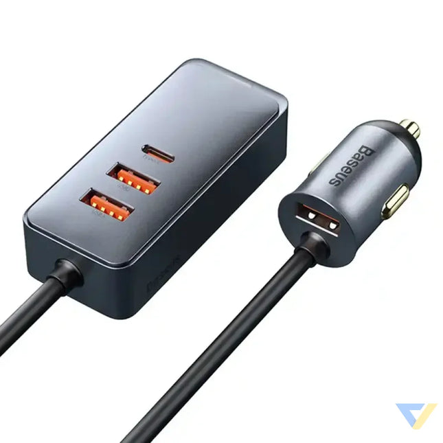 Car charger Baseus Share Together with extension cord 3x USB USB C 120W (grey) Car chargers