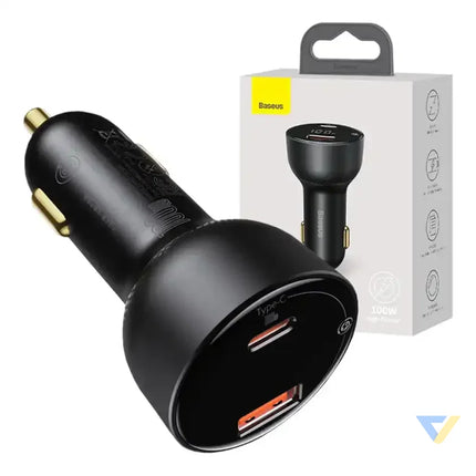 Car charger Baseus Superme USB USB C 100W (black) Car chargers