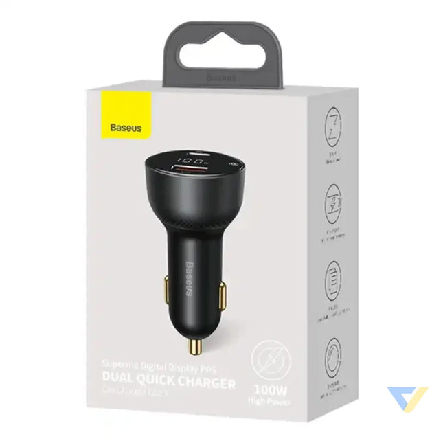 Car charger Baseus Superme USB USB C 100W (black) Car chargers
