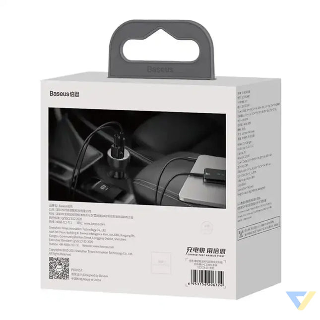 Car charger Baseus Superme USB USB C 100W + USB C cable (black) Car chargers